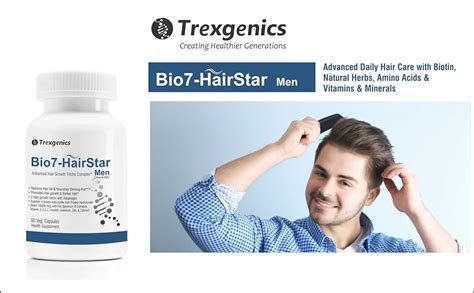 Trexgenics® Bio7 Hairstar Men Advanced Hair Support Tricho Complex One A Day Formula 60 Veg