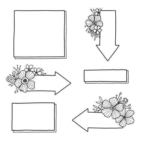 Set For A Bullet Journal With Floral Elements Collection Of Drawings