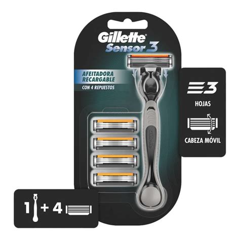 Rastrillo Para Afeitar Recargable Repuestos Gillette Sensor Hojas