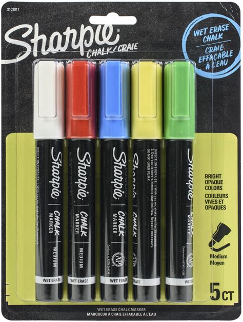 Sharpie Wet Erase Chalk Marker 5pkg Blue Green Red White And Neon