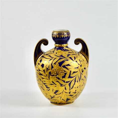 Royal Crown Derby Cobalt Blue Gilt Vase English Victorian Porcelain