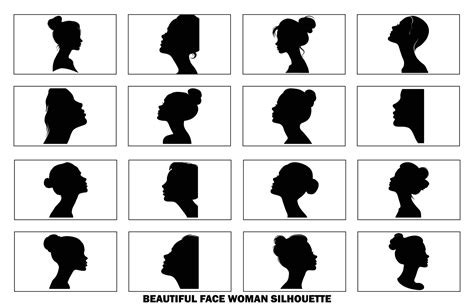 Beautiful Face Woman Side View Silhouette On Isolated White Background