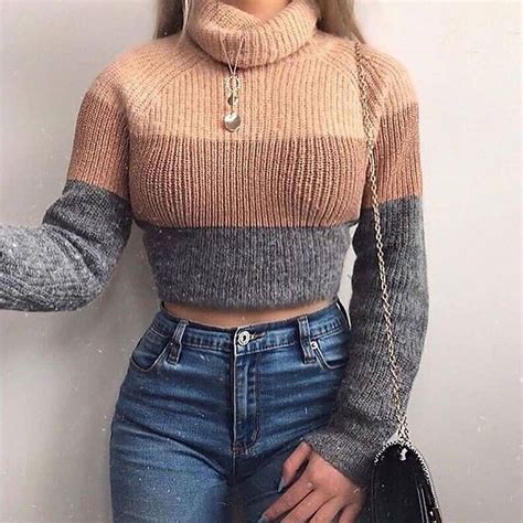 Free Shipping Womens Turtlenecks Sweaters Striped Long Sleeve Knitted