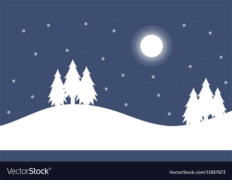 Silhouette Of Christmas Winter Landscape Vector Image