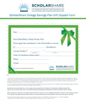 Gift Deposit Form Sib Scholarshare Fill And Sign Printable Template