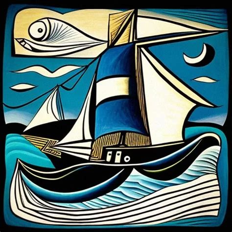 Ai Art Generator A Ship On The Open Waves In The Style Of Picasso