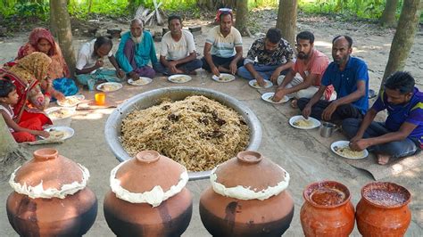 গরুর গোস্তের মটকা বিরিয়ানি রান্না গ্রামের বাড়িতে মাটির হাড়িতে