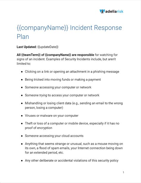 Free Incident Response Policy Template No Email Required