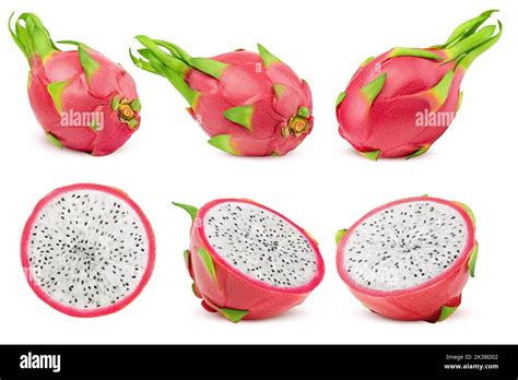 fruta de dragón pitahaya pitaya aislado sobre fondo blanco camino