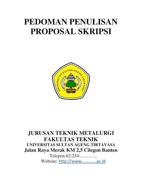 PDF PEDOMAN PENULISAN PROPOSAL SKRIPSImetalurgi Untirta Ac Id