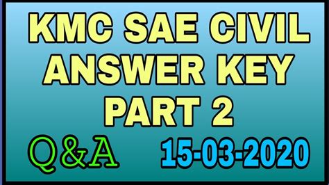 Kmc Sae Civil Answer Key Part Wb Youtube