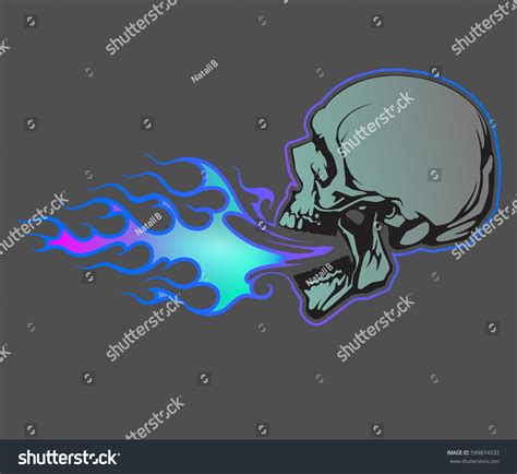 Fire Breathing Skull Vector Design Blue Stock Vector (Royalty Free ...