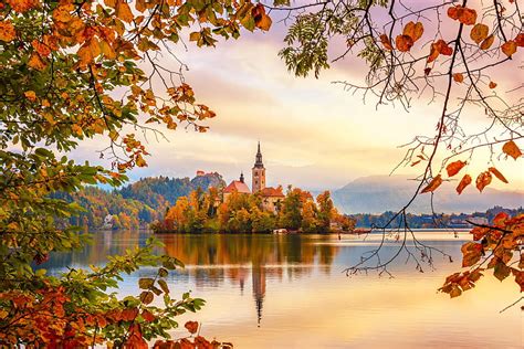 1080P Free download | Lake Bled in autumn, Bled, fall, view, autumn ...