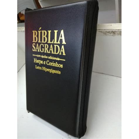 Biblia Preta Letra Hiper Gigante Ziper Harpa Cristã Índice Shopee Brasil