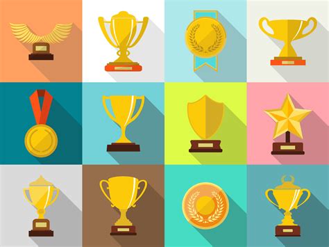 Sports trophies and awards in flat design style vector illustration ...