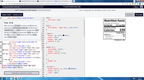 Learn Typography By Building A Nutrition Label Step 52 Html Css