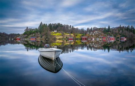 Wallpaper lake, reflection, boat, Norway, Norway, Rogaland, Rogaland ...