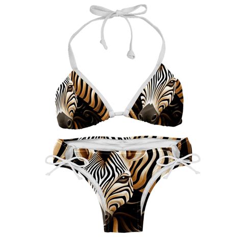 Zebra Women S Swimsuit Bikini Set Detachable Sponge Adjustable Strap