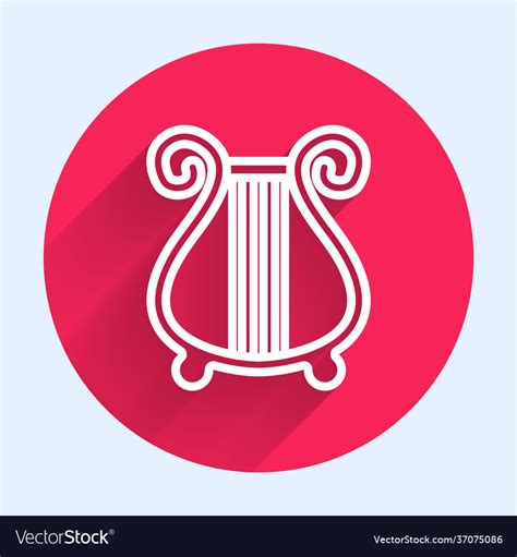 White Line Ancient Greek Lyre Icon Isolated Vector Image