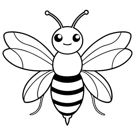 A Drawing Of A Simple Cute Bee Illustration Line Art 50998833 Vector