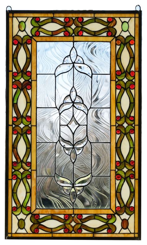 W X H Handcrafted Jeweled Stained Glass Window Panel