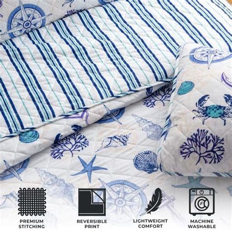 King Coastal Quilt Bedding Set Summer Coastal Quilt With Shams Beach