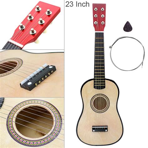 23 Inch Basswood Acoustic Guitar Wood Color 6 String Musical Instrument ...