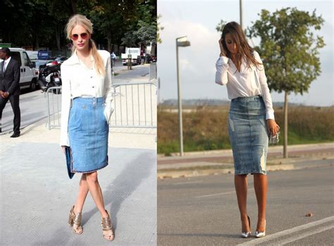 Белая джинсовая юбка с чем носить (85 фото)