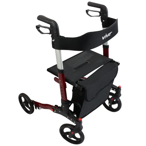 Folding Rollator Walker By Vive Wheel Medical Rolling With Seat