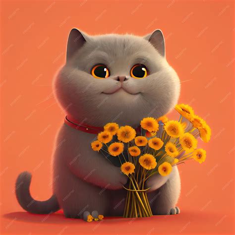 Premium Photo | Smiling cute british short hair holding bouquet in