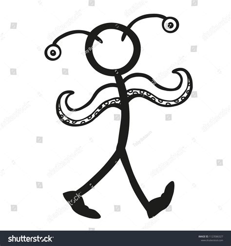 Stick Figure Monsters Octopus Man Stock Vector Royalty Free