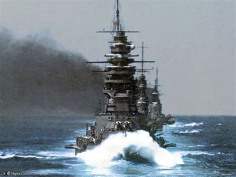 Splendid prewar view of Japanese battleships in line ahead ...