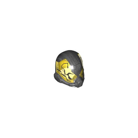 Lego Pearl Dark Gray Helmet With Bug Pattern On Transparent Yellow