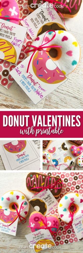 Donut Valentines With Free Printable Valentine Cards Craft Create Cook