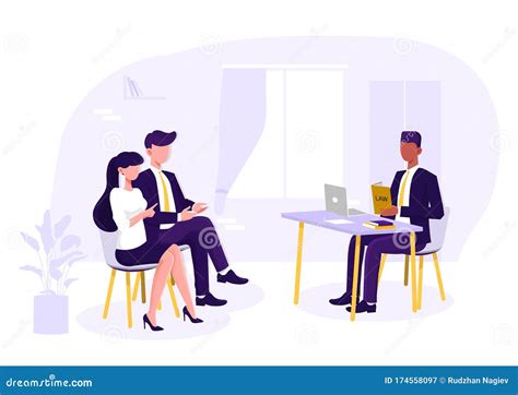 Lawyer Discussing With Clients Stock Vector Illustration Of Agreement