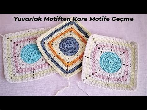 Zincir izi olmadan Yuvarlak Motiften Kare Motif Örmek how to crochet