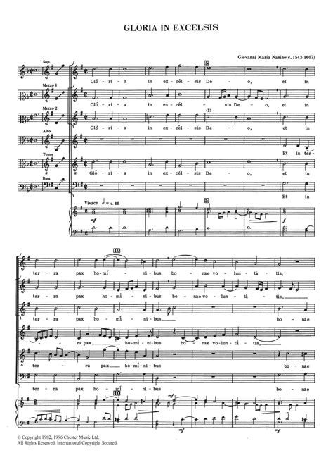 Gloria In Excelsis By Giovanni Maria Nanino Sheet Music For Satb Choir At Sheet Music Direct