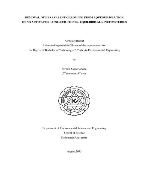 Removal Of Hexavalent Chromium From Aqueous Solution Using Activated