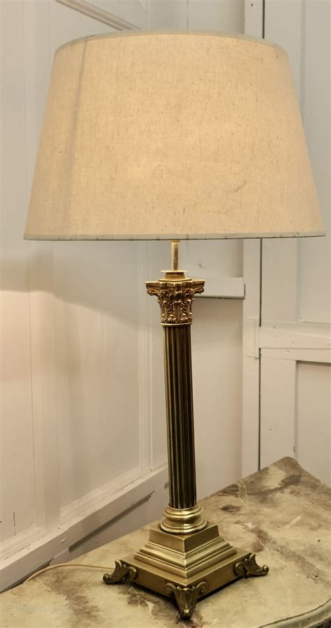 Antiques Atlas Tall Brass Corinthian Column Table Lamp With Shade