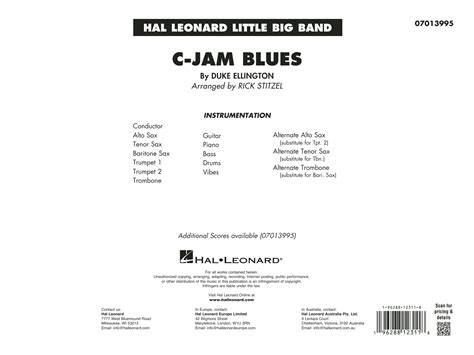 C Jam Blues Arr Rick Stitzel By Duke Ellington Sheet Music For Jazz