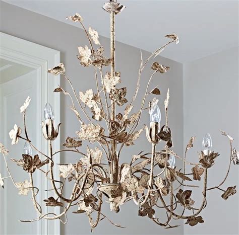 Distressed Bronze Leaf 6 Bulb Chandelier Cowshed Interiors Ceiling