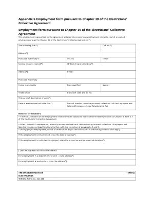 Fillable Online Appendix Employment Form Pursuant To Chapter Of