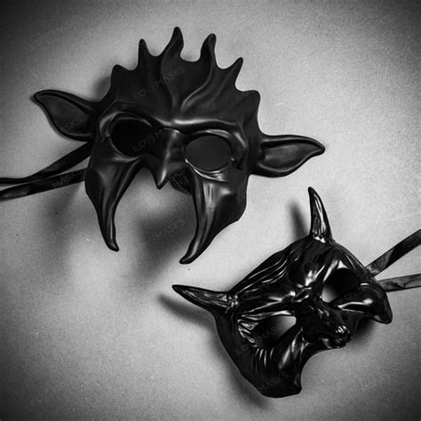 Fire Flame Demon And Goblin Devil Short Horn Black Masquerade Party Couple Masks Ilovemaskscom