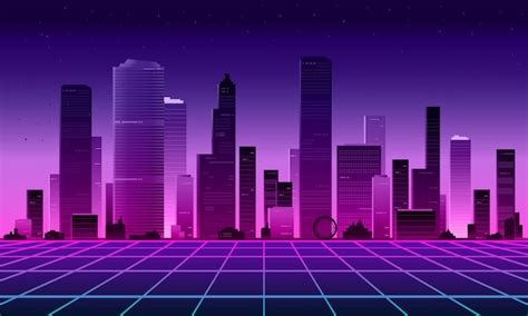 Premium Vector | Neon cityscape with a neon cityscape.