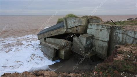 Godwin Battery On The Eroded Yorkshire Coast Stock Video Clip K011