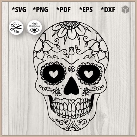 Sugar Skull Outline Svg File The Digital Files Tdfcrafty