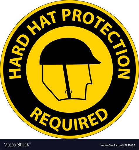 Hard Hat Protection Required Area Sign On White Vector Image