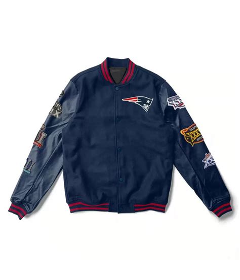 Navy Blue 6x New England Patriots Super Bowl Champions Varsity Jacket