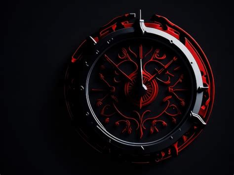 Un Reloj Rojo Y Negro Con La Esfera De La Esfera Del Reloj Imagen