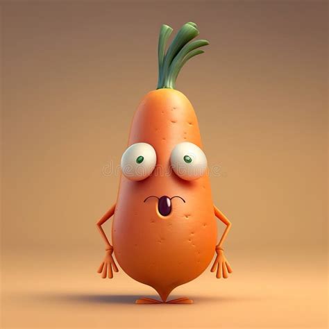 3d Cute Carrot Cartoon Character Stock Illustration Illustration Of